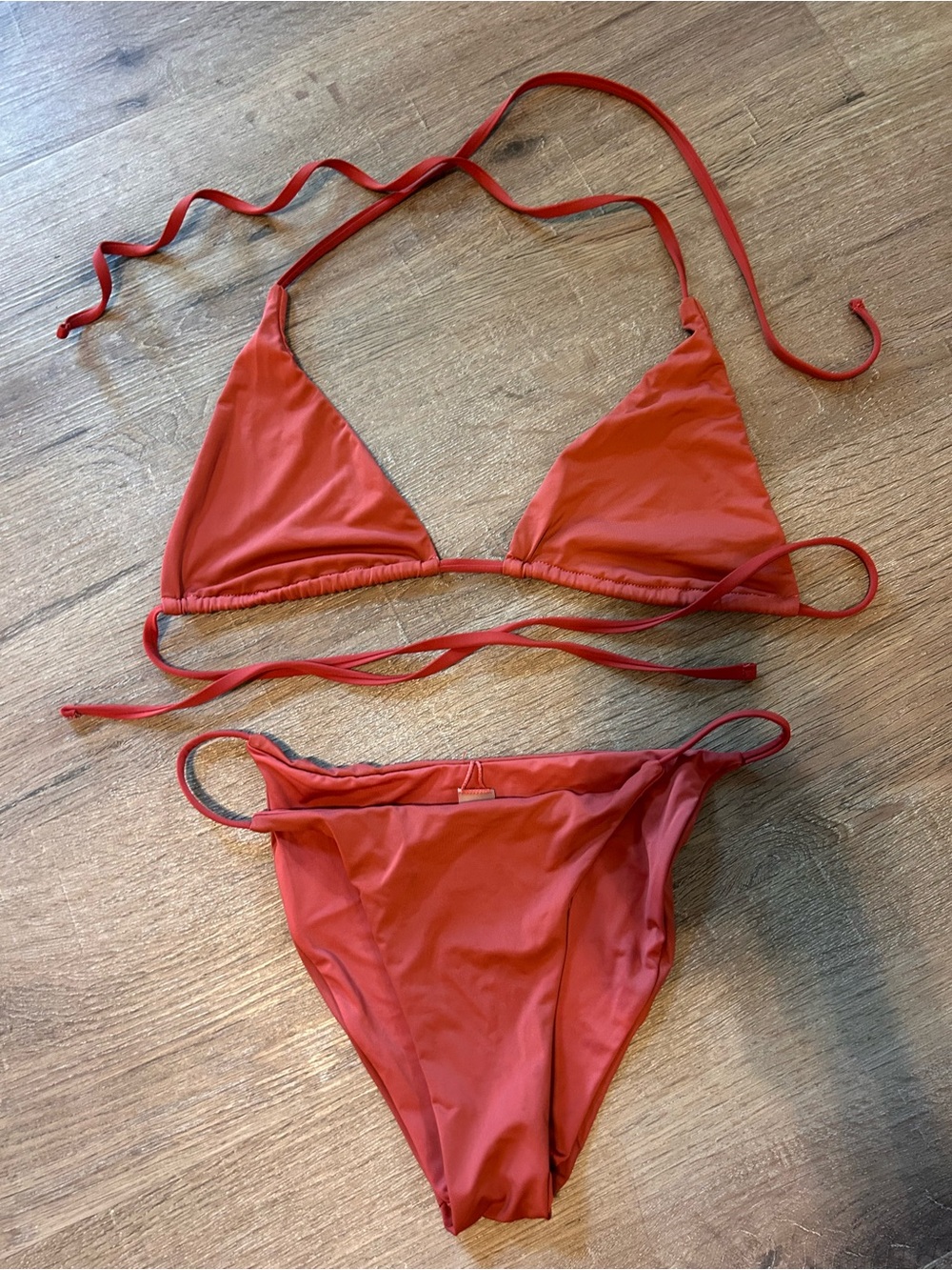 TiniBikini Swimwear Bikini Set Womens Size S Coral Pink Triangle